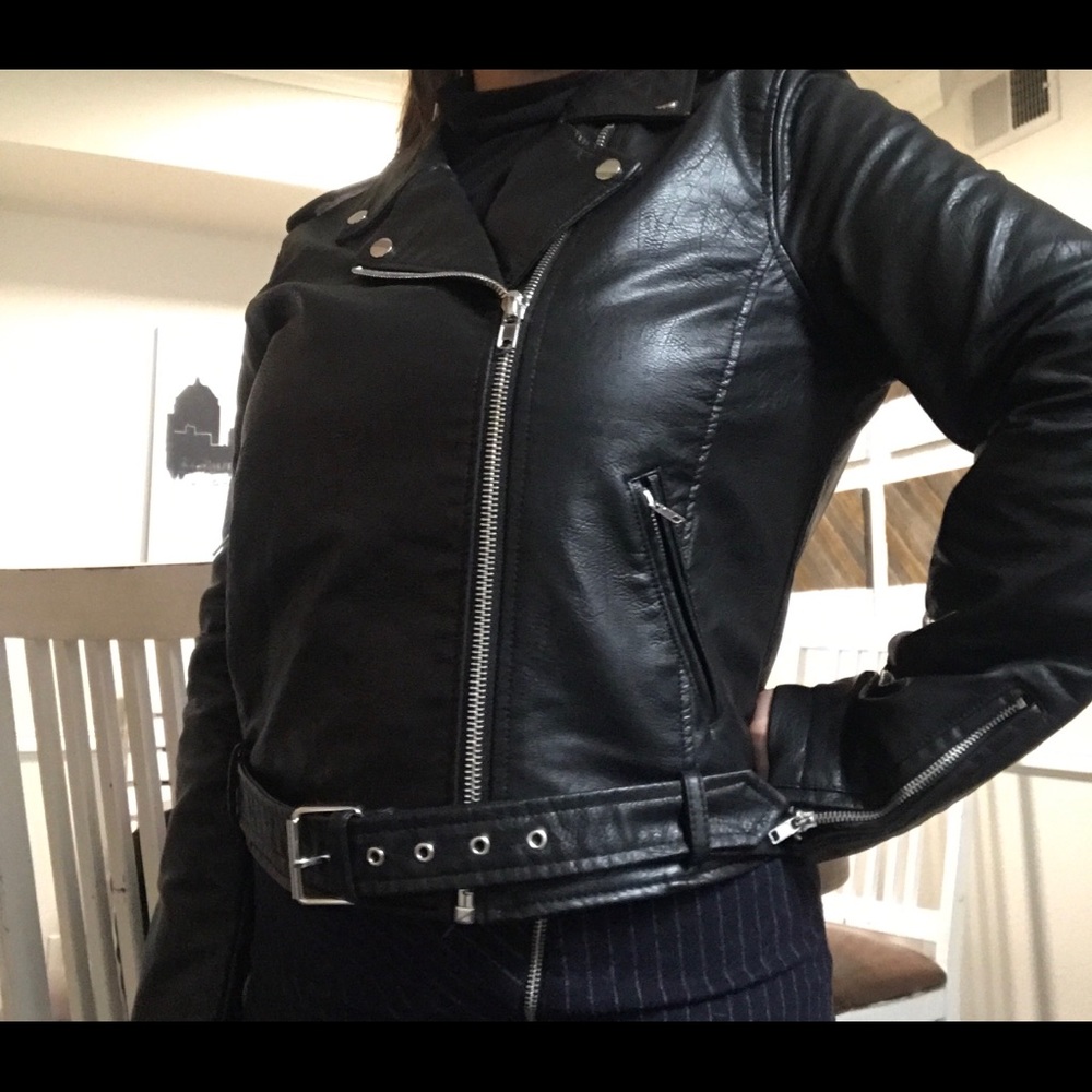 Leather moto jacket